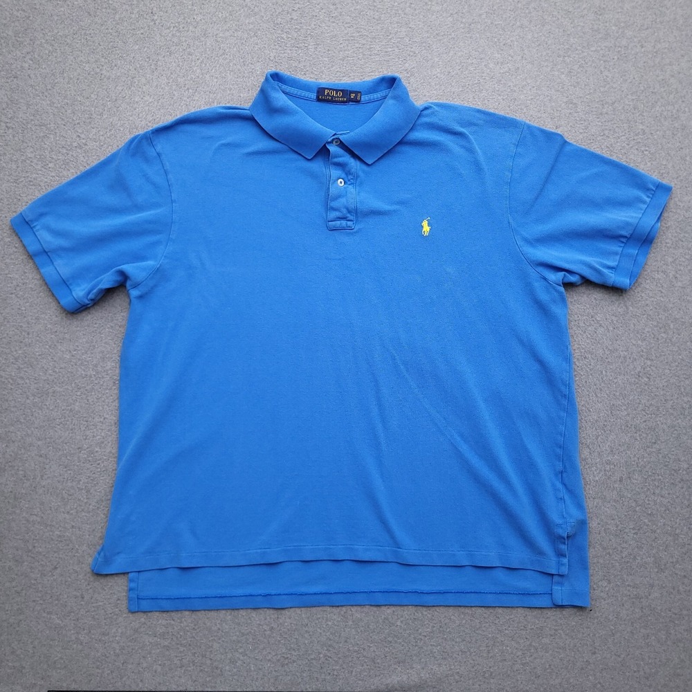 Polo Ralph Lauren Shirt 2XB Blue Cotton Short Sleeve Mens